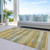 10' X 14' Gold Wheat And Ivory Striped Washable Indoor Outdoor Area Rug