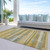 10' X 14' Gold Wheat And Ivory Striped Washable Indoor Outdoor Area Rug - Gold, Wheat, Ivory