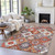9' X 12' Rust Lavender And Ivory Southwestern Washable Indoor Outdoor Area Rug