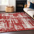 9' X 12' Red And Ivory Abstract Washable Indoor Outdoor Area Rug