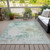 9' X 12' Beige Teal Blue And Ivory Abstract Washable Indoor Outdoor Area Rug - Beige, Teal Blue, Ivory
