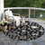 8' Black Ivory And Gray Round Floral Washable Indoor Outdoor Area Rug