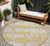 8' Gold Gray And Ivory Round Striped Washable Indoor Outdoor Area Rug - Gold, Gray, Ivory
