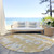 8' Gold Gray And Ivory Round Striped Washable Indoor Outdoor Area Rug - Gold, Gray, Ivory