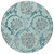 8' Teal Blue Gray And Aqua Round Floral Washable Indoor Outdoor Area Rug