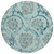 8' Teal Blue Gray And Aqua Round Floral Washable Indoor Outdoor Area Rug