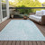 9' X 12' Aqua And Ivory Geometric Washable Indoor Outdoor Area Rug