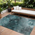9' X 12' Teal Blue Aqua And Gray Abstract Washable Indoor Outdoor Area Rug - Teal Blue, Aqua, Gray