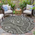 8' Gray And Ivory Round Geometric Washable Indoor Outdoor Area Rug - Gray, Ivory