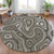 8' Gray And Ivory Round Geometric Washable Indoor Outdoor Area Rug - Gray, Ivory