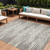 10' X 14' Taupe And Ivory Striped Washable Indoor Outdoor Area Rug