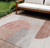 8' X 10' Copper Red And Gray Geometric Washable Indoor Outdoor Area Rug