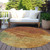 8' Terra Cotta Copper And Green Round Abstract Washable Indoor Outdoor Area Rug
