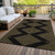 10' X 14' Black And Beige Geometric Washable Indoor Outdoor Area Rug