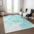 8' X 10' Aqua Teal Blue And Ivory Nautical Washable Indoor Outdoor Area Rug