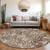 8' Brown Beige And Gray Round Abstract Washable Indoor Outdoor Area Rug - Brown, Beige, Gray