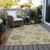 9' X 12' Gold Brown And Blue Floral Washable Indoor Outdoor Area Rug