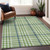 9' X 12' Green And Ivory Plaid Washable Indoor Outdoor Area Rug