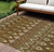 8' X 10' Brown Beige And Artichoke Green Southwestern Washable Indoor Outdoor Area Rug