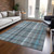 8' X 10' Teal Plaid Washable Non Skid Indoor Outdoor Area Rug