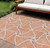 8' X 10' Salmon And Ivory Geometric Washable Indoor Outdoor Area Rug Contemporary Style - Salmon, Ivory Color
