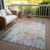 9' X 12' Teal Blue Abstract Washable Indoor Outdoor Area Rug