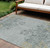 8' X 10' Gray Charcoal And Gold Floral Washable Indoor Outdoor Area Rug