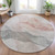 8' Salmon And Gray Round Abstract Washable Indoor Outdoor Area Rug