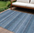8' X 10' Denim Blue And Sky Blue Striped Washable Indoor Outdoor Area Rug Transitional Style - Denim Blue, Sky Blue Color