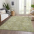 9' X 12' Sage And Green Damask Washable Indoor Outdoor Area Rug