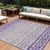 10' X 14' Purple Lavender And Ivory Geometric Washable Indoor Outdoor Area Rug