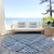 8' Navy Blue And Ivory Round Striped Washable Indoor Outdoor Area Rug