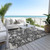 9' X 12' Charcoal Gray And Beige Floral Washable Indoor Outdoor Area Rug