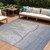 8' X 10' Blue And Gold Nautical Washable Indoor Outdoor Area Rug