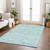10' X 14' Aqua And Ivory Abstract Washable Indoor Outdoor Area Rug