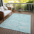 10' X 14' Aqua And Ivory Abstract Washable Indoor Outdoor Area Rug