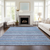 10' X 14' Sky Blue And Navy Blue Striped Washable Indoor Outdoor Area Rug