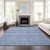 10' X 14' Sky Blue And Navy Blue Striped Washable Indoor Outdoor Area Rug