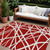 10' X 14' Red And Ivory Geometric Washable Indoor Outdoor Area Rug - 606114950530