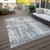 8' X 10' Gray And Ivory Abstract Washable Indoor Outdoor Area Rug Transitional Style - Gray, Ivory Color