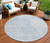 8' Denim Blue Ivory And Gray Round Geometric Washable Indoor Outdoor Area Rug