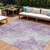 9' X 12' Lavender And Ivory Abstract Washable Indoor Outdoor Area Rug