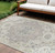 10' X 14' Ivory Beige And Gray Oriental Washable Indoor Outdoor Area Rug