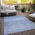 8' X 10' Denim Blue And Blue Abstract Washable Indoor Outdoor Area Rug