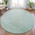 8' Mint Green And Silver Round Abstract Washable Indoor Outdoor Area Rug