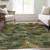 8' X 10' Olive Green And Gold Abstract Washable Indoor Outdoor Area Rug