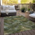 8' X 10' Olive Green And Gold Abstract Washable Indoor Outdoor Area Rug