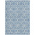 10' X 14' Denim Blue And Ivory Geometric Washable Indoor Outdoor Area Rug