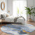 8' Blue And Gold Round Abstract Washable Indoor Outdoor Area Rug Transitional Style - Blue, Gold Color
