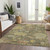 8' X 10' Artichoke Green Coral And Brown Floral Washable Indoor Outdoor Area Rug